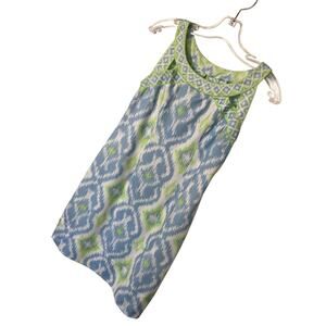 Gretchen Scott Women Isosceles Dress Kitt Ikat Periwinkle Summer Blue Lime Small